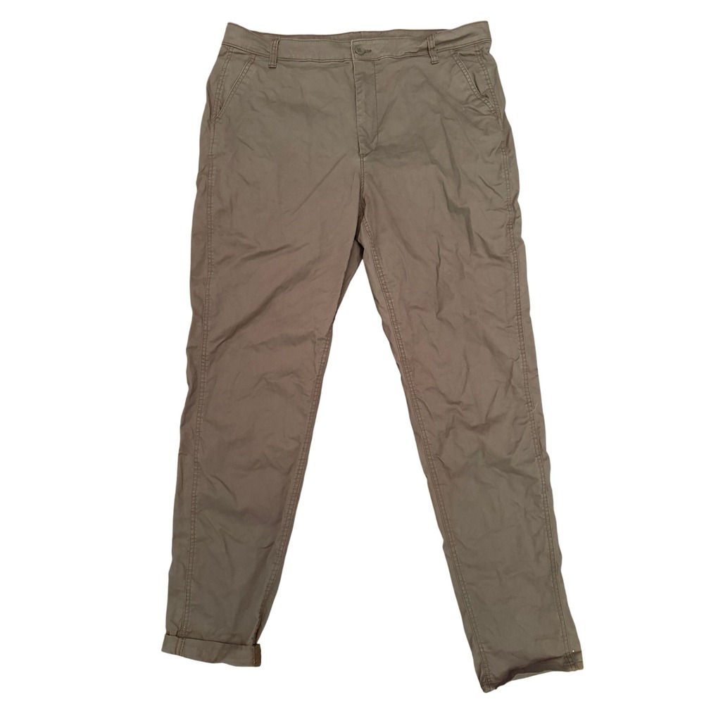 Old Navy Pixie Chino Pants Women 18 Tall Gray Taupe High Rise Slim Tapered